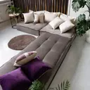 Диван модульный Miella Lora 80x23x200 см велюр цвет серо-бежевый с молочными подушками