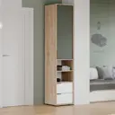 Шкаф распашной Трия Лео 47x216x45 см МДФ цвет гикори джексон/белый матовый/дымчатый зеленый