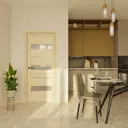 Дверь межкомнатная Dorica Техно-4 остеклённая 60х200см ПВХ цвет капучино без замка и петель