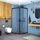Душевой уголок Domani-spa Moon DS04Mn99L0Cl00.Gt-Black 1/4 круга 90x90см черный профиль эффект стекла прозрачное закаленное стекло