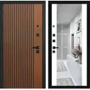 Входная дверь Лабиринт Шторм левый 205x96см цвет дуб кантри темный/белый софт с зеркалом ФЛЗ-1