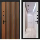 Входная дверь Лабиринт Шторм правый 205x96см цвет дуб кантри темный/сандал белый с зеркалом ФЛЗ-1