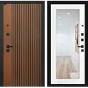 Входная дверь Лабиринт Шторм правый 205x88см цвет дуб кантри темный/белое дерево с зеркалом П18