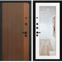 Входная дверь Лабиринт Шторм левый 205x96см цвет дуб кантри темный/белое дерево с зеркалом П18