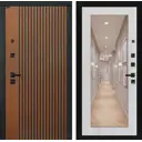 Входная дверь Лабиринт Шторм правый 205x88см цвет дуб кантри темный/сандал белый с зеркалом П18