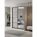 Шкаф-купе Клевер Атина с зеркалом 240x140х65 см 6 полок ЛДСП цвет белый/бетон серый