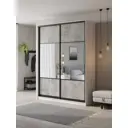 Шкаф-купе Клевер Атина комбинированный 240x180х65 см 6 полок ЛДСП цвет белый/бетон серый