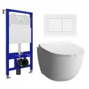 Комплект инсталляция с унитазом 3 в 1 Enio Tecnico 52 унитаз подвесной VitrA Sento + кнопка белая матовая Quadro