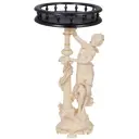 Столик декоративный из литьевого мрамора Bogacho Летний вечер бежевый со столешницей Ø 34 см темно коричневой с бортиками