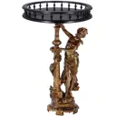 Столик декоративный из литьевого мрамора Bogacho Летний вечер бронзовый со столешницей Ø 45 см темно коричневой с бортиками