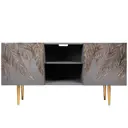 Тумба под телевизор Bogacho Тропик Стайл 117x60x42 см МДФ с покрытием цвет серый/золотой