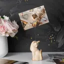 Статуэтка из мрамора Bogacho Кошка Грация кремового цвета с держателем для фотографий/записок