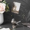 Статуэтка из мрамора Bogacho Птичка Терра серебристого цвета с держателем для фотографий/записок