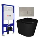 Комплект инсталяция с унитазом 3 в 1 инсталляция Enio Tecnico 52 унитаз подвесной Cento BL кнопка матовая нержавеющая сталь Rettangolo