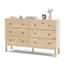 Комод Лузалес Тирана 6 ящиков 155х39х95 см массив сосны цвет без отделки