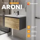 Тумба с раковиной в ванную подвесная Moduleasy Aroni 70x45 см цвет антрацит/дуб крафт золотой