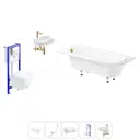 Ванна Lavinia Boho Catani 20221277R правая 160x80 см акриловая с подвесным унитазом, инсталляцией и раковиной в комплекте