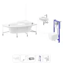 Ванна угловая Lavinia Boho Bell Pro 20221374R левая 160x105 см акриловая с подвесным унитазом, инсталляцией и раковиной в комплекте