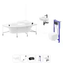 Ванна угловая Lavinia Boho Bell Pro 20221376R левая 160x105 см акриловая с подвесным унитазом, инсталляцией и раковиной в комплекте