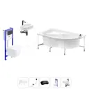 Ванна угловая Lavinia Boho Bell Pro 20221364R правая 140x95 см акриловая с подвесным унитазом, инсталляцией и раковиной в комплекте