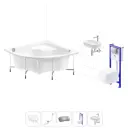 Ванна угловая Lavinia Boho Aveo 20221393R акриловая 150x150 с каркасом, подвесным унитазом, инсталляцией и раковиной в комплекте