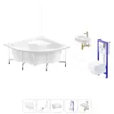 Ванна угловая Lavinia Boho Aveo 20221396R акриловая 150x150 с каркасом, подвесным унитазом, инсталляцией и раковиной в комплекте