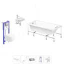 Ванна Lavinia Boho Catani 20221286R правая 170x80 см акриловая с подвесным унитазом, инсталляцией и раковиной в комплекте