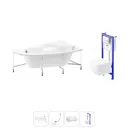 Ванна угловая Lavinia Boho Elegant 20221217R 150x150 см акриловая с подвесным унитазом и инсталляцией