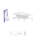 Ванна угловая Lavinia Boho Elegant 20221213R 140x140 см акриловая с подвесным унитазом и инсталляцией