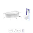 Ванна угловая Lavinia Boho Bell Pro 20221185R правая 150x100 см акриловая с подвесным унитазом и инсталляцией