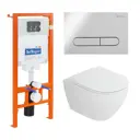 Комплект инсталляция с унитазом CEZARES Belbagno stylus CZR 6601-TH-TOR с клавишей смыва цвет белый