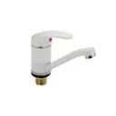 САНАКС - Смеситель для кухни и раковины шаровый поворотный корпус излив 15 см цвет БЕЛЫЙ КАМЕНЬ.