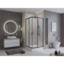 Душевой уголок Belbagno UNO-195-A-2-90-C-NERO квадрат 90x90см черный профиль эффект стекла прозрачный