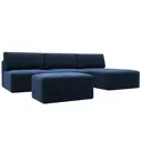 Диван угловой модульный с пуфом Лига-060 НПБ Лонг Лига диванов 129518 367x84x187 см шенилл цвет rimini 10 синий