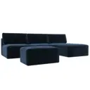 Диван угловой модульный с пуфом Лига-060 НПБ Лонг Лига диванов 129514 367x84x187 см велюр цвет tower 13 синий