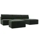 Диван угловой модульный с пуфом Лига-060 НПБ Лонг Лига диванов 129517 367x84x187 см шенилл цвет rimini 09 зеленый