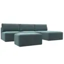 Диван угловой модульный с пуфом Лига-060 НПБ Лонг Лига диванов 129519 367x84x187 см шенилл цвет rimini 11 серо-зеленый