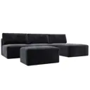 Диван угловой модульный с пуфом Лига-060 НПБ Лонг Лига диванов 129516 367x84x187 см велюр цвет tower 11 темно-серый