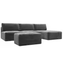 Диван угловой модульный с пуфом Лига-060 НПБ Лонг Лига диванов 129515 367x84x187 см велюр цвет tower 10 серый