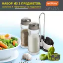 Набор из 3 предметов SPEZIA: солонка 40мл и перечница 40 мл на подставке (из нержавеющей стали, стекло)