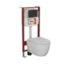 Комплект BAUEDGE NEO45700-BX0007-Q00003 6 в 1: инсталляция унитаз безободковый Myth Italy 53.5x34 сиденье дюропласт, кнопка Stil, черная матовая