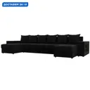 Диван П-образный Дубай полки справа Лига диванов 110595R 352x90x163 см микровельвет цвет черный