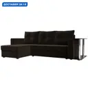 Диван угловой Атланта со столом левый угол Лига диванов 112505L 250x88x140 см микровельвет цвет коричневый