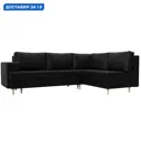 Диван угловой Сильвана правый угол Лига диванов 100857 267x92x188 см экокожа цвет черный