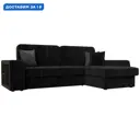 Диван угловой Брюссель правый угол Лига диванов 110654 260x95x175 см велюр цвет черный/серый