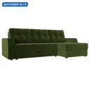 Диван угловой Эмир БС правый угол Лига диванов 110422 247x92x150 см микровельвет цвет зеленый