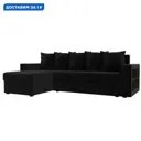 Диван угловой Дубай Лайт левый угол Лига диванов 114153L 236x85x140 см велюр цвет черный