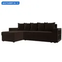 Диван угловой Дубай Лайт левый угол Лига диванов 114164L 236x85x140 см микровельвет цвет коричневый