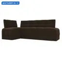 Диван кухонный угловой Люксор левый угол Лига диванов 28603L 212x82x115 см микровельвет цвет коричневый