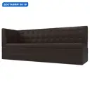 Диван кухонный прямой Бриз с углом слева Лига диванов 100388L 181x85x62 см экокожа цвет коричневый